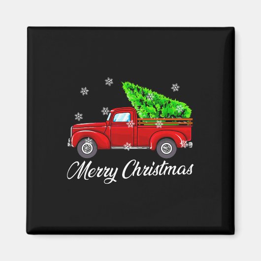kerstboomgaard Rood boerenretro Farmer Truc Magneet (Voorkant)
