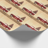  kerstboomgaard Rustisch patroon Cadeaupapier (Hoek)