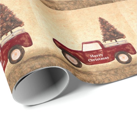  kerstboomgaard Rustisch patroon Cadeaupapier (Rol Hoek)