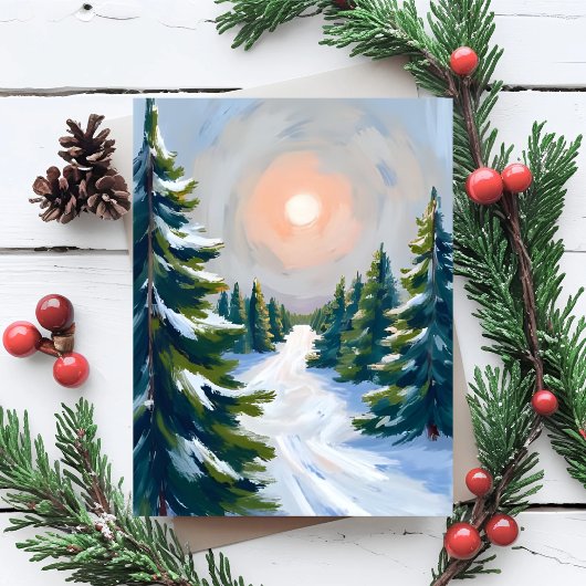 Kerstboomgaard Waterverf Feestdagenkaart