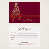 kerstboomgaarden Gold Snowflakes Red Bow-kaartje Visitekaartje (Voorkant /achterkant)