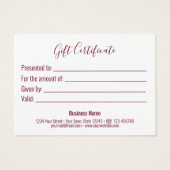 kerstboomgaarden Gold Snowflakes Red Bow-kaartje Visitekaartje (Achterkant)