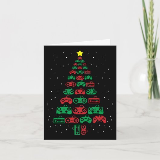 Kerstboomgamer met gamingcontroller kaart (Voorkant)