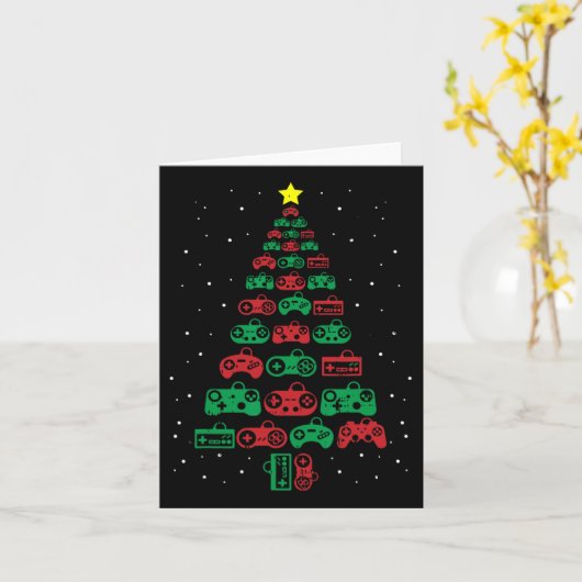 Kerstboomgamer met gamingcontroller kaart (Gele Bloem)
