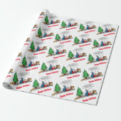 kerstboomgevechten Funny Cartoon Giftwrap Cadeaupapier (Uitgerold)