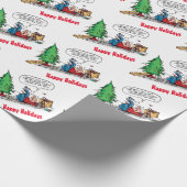 kerstboomgevechten Funny Cartoon Giftwrap Cadeaupapier (Hoek)
