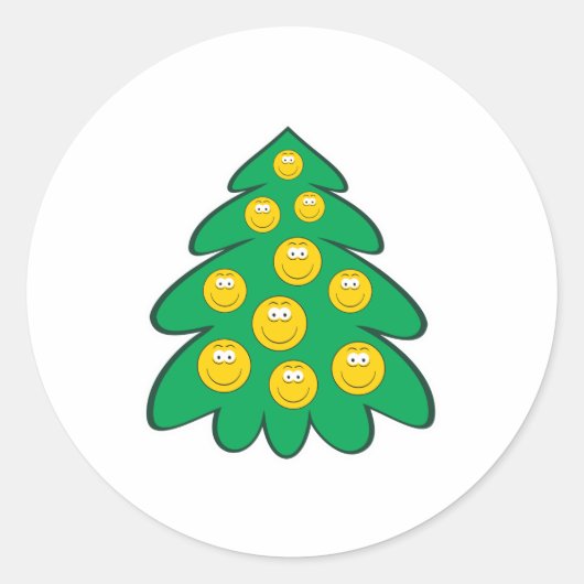 Kerstboomgezicht Ronde Sticker (Voorkant)