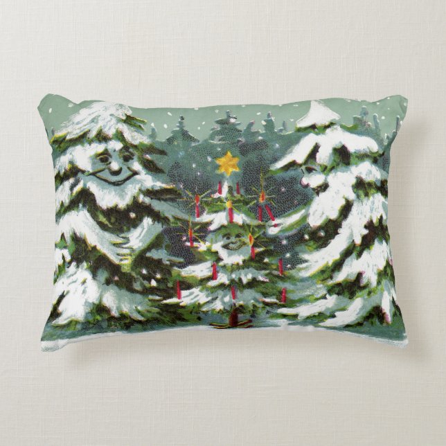 Kerstboomgezin Accent Kussen (Voorkant)