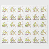 kerstboomgiraf cadeaupapier (Vlak)