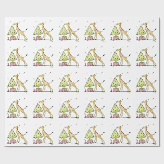 kerstboomgiraf cadeaupapier (Vlak)