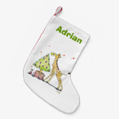 kerstboomgiraf - naam toevoegen kleine kerstsok (Voorkant (Hangend))