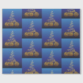 kerstboomgoud en blauw cadeaupapier (Vlak)