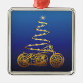 kerstboomgoud en blauw metalen ornament (Voorkant)