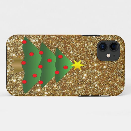 kerstboomgoud Glitter Case-Mate iPhone Case (Achterkant (horizontaal))