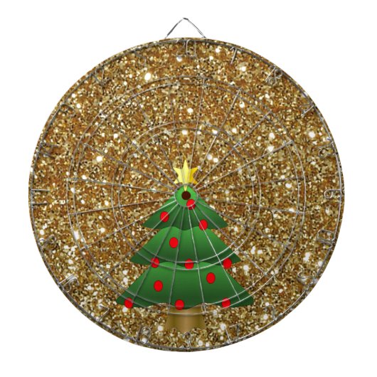 kerstboomgoud Glitter Dartbord (Voorkant)