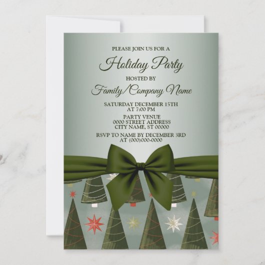 kerstboomgroene Feestdagen uitnodiging (Voorkant)