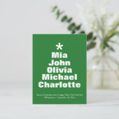 kerstboomgroene kaart met aangepaste namen (Staand voorkant)