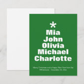 kerstboomgroene kaart met aangepaste namen (Voorkant / Achterkant)