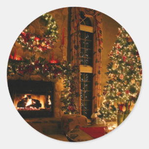 Kerstboomhaard Ronde Sticker