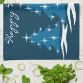 kerstboomhanddoek Aangepast blauw vakantiedrukthee Theedoek (Gevouwen)