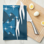 kerstboomhanddoek Aangepast blauw vakantiedrukthee Theedoek (Quarter Fold)