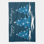 kerstboomhanddoek Aangepast blauw vakantiedrukthee Theedoek (Verticaal)