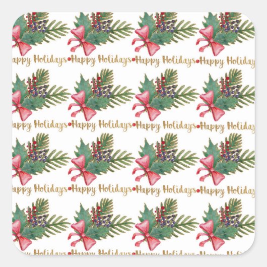 kerstboomhanddruk vierkante sticker (Voorkant)