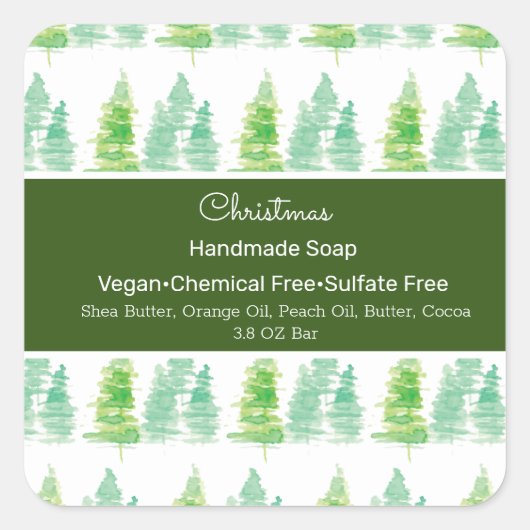 kerstboomhandleiding voor Waterverf Vierkante Sticker (Voorkant)