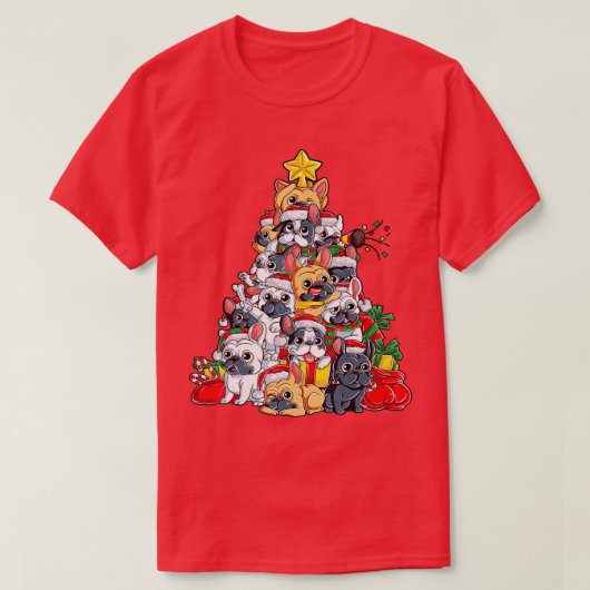 kerstboomhondenbomen voor kerstmis in Frankrijk T-shirt (Design voorkant)