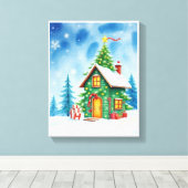 Kerstboomhuis Canvas Afdruk (Insitu (Houten vloer))