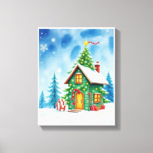 Kerstboomhuis Canvas Afdruk