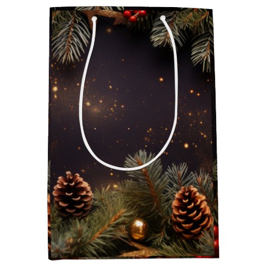 kerstboominpakpapier medium cadeauzakje (Voorkant)