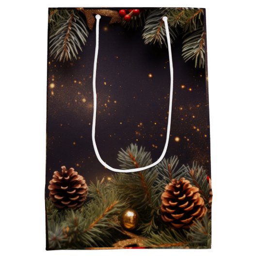 kerstboominpakpapier medium cadeauzakje (Achterkant)