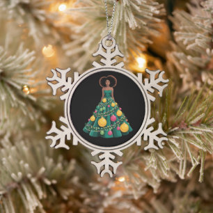 Kerstboomjurk Xmas Verlichting Afro Vrouw Tin Sneeuwvlok Ornament