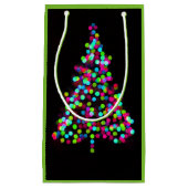 Kerstboomjuwelen op groen klein cadeauzakje (Voorkant)