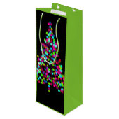 Kerstboomjuwelen op groen wijn cadeautas (Achterkant Gekanteld)