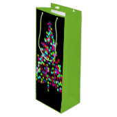 Kerstboomjuwelen op groen wijn cadeautas (Voorkant Gekanteld)