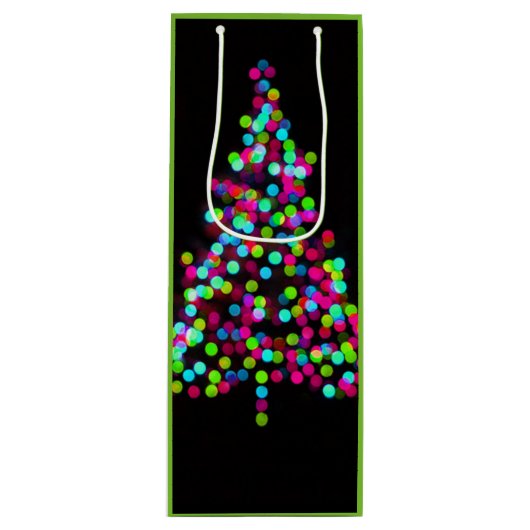 Kerstboomjuwelen op groen wijn cadeautas (Voorkant)