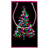 Kerstboomjuwelen op roze klein cadeauzakje (Achterkant)