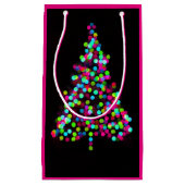 Kerstboomjuwelen op roze klein cadeauzakje (Voorkant)