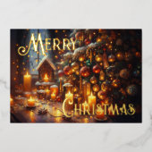 Kerstboomkaarsen getekend met harde pastel folie feestdagenkaart (Voorkant)