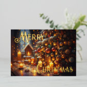 Kerstboomkaarsen getekend met harde pastel folie feestdagenkaart (Staand Voorkant)