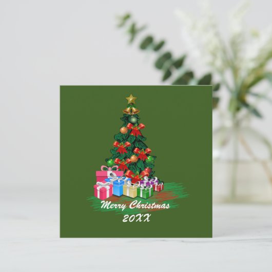 kerstboomkaart feestdagenkaart (Staand voorkant)