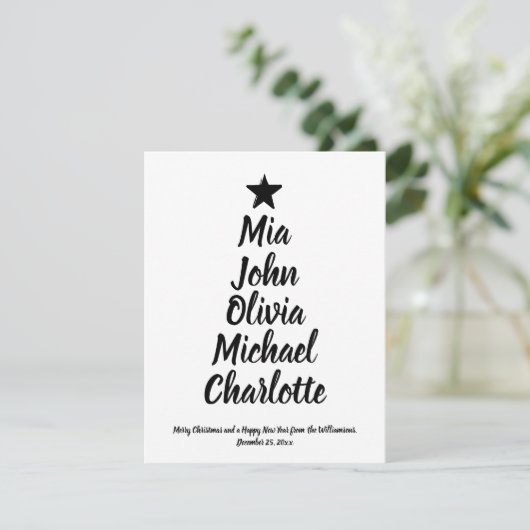 kerstboomkaart met aangepaste scriptnaam (Staand voorkant)