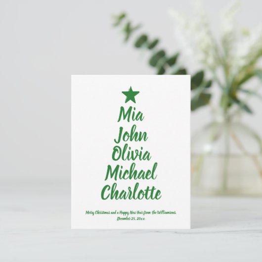 kerstboomkaart met aangepaste scriptnaam (Staand voorkant)