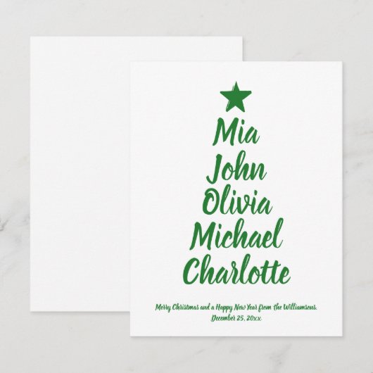 kerstboomkaart met aangepaste scriptnaam (Voorkant / Achterkant)