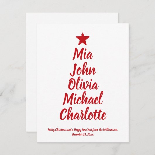 kerstboomkaart met aangepaste scriptnaam (Voorkant / Achterkant)