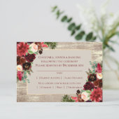 kerstboomkalk Boho Floral Marsala Burlap Entree RSVP Kaartje (Staand voorkant)