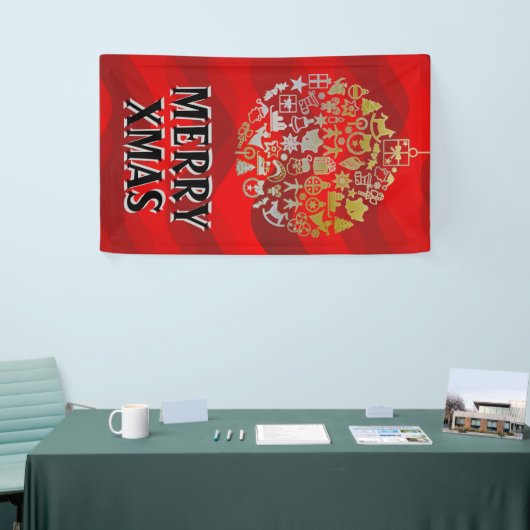 kerstboomkaneelversieringen en uw ideeën spandoek (Beurs)
