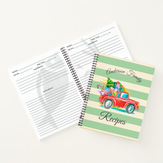  kerstboomkar met rode vrachtwagen - Recippen Naam Notitieboek (Binnen)